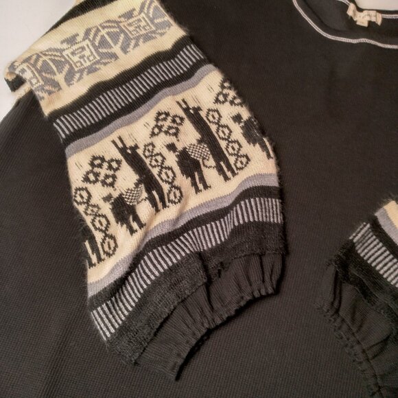 Angel Premium Shirt Plus Size 1X Black Thermal Sweater Sleeves Alpaca Cropped - Picture 12 of 16